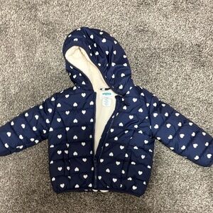 Navy Heart Print Kids Jacket